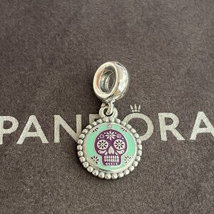 Pandora Skull Dia de Los Muertos Dangle Charm, S925, Ale